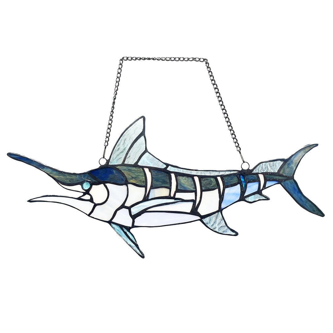 7" x 16" Swordfish Stained Glass Window Suncatcher