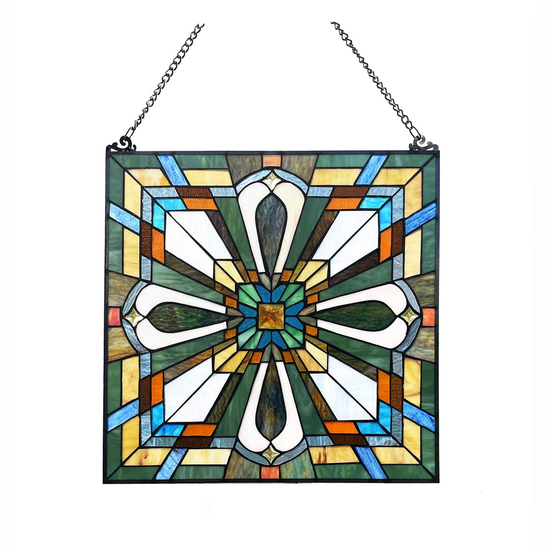 20" x 20" Mission-Style Stained Glass Window Panel