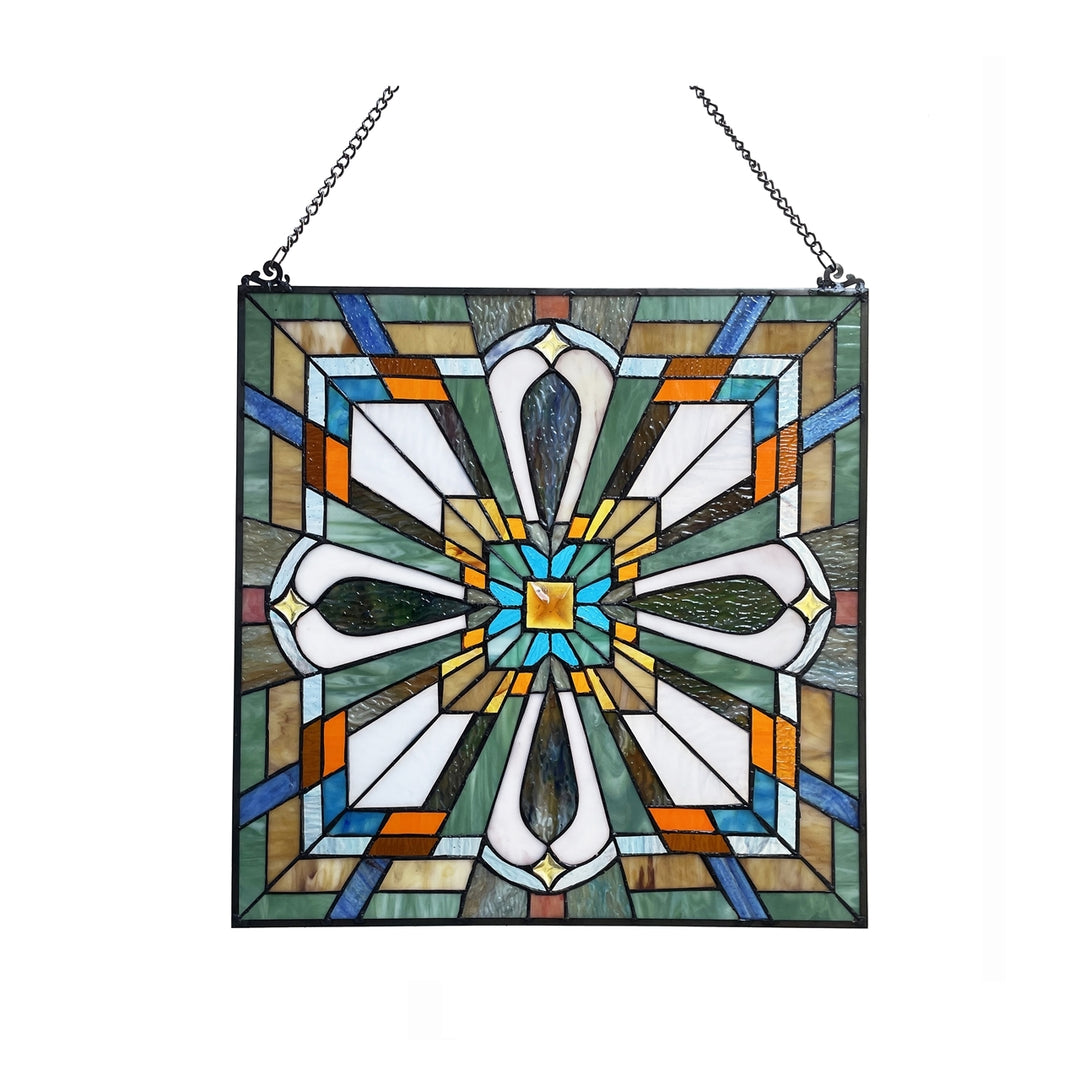 20" x 20" Mission-Style Stained Glass Window Panel