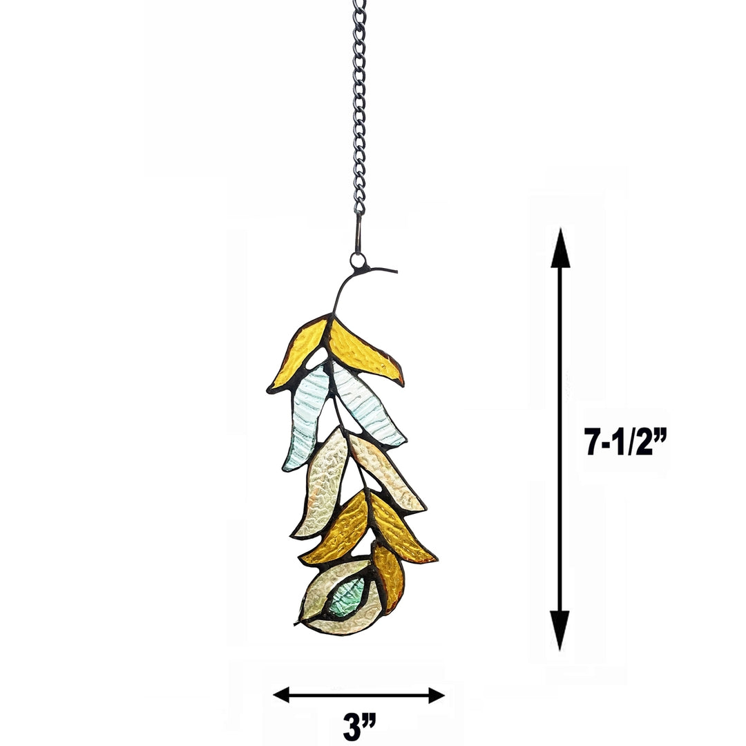 13" x 3.5" Yellow Feather Stained Glass Window Suncatcher
