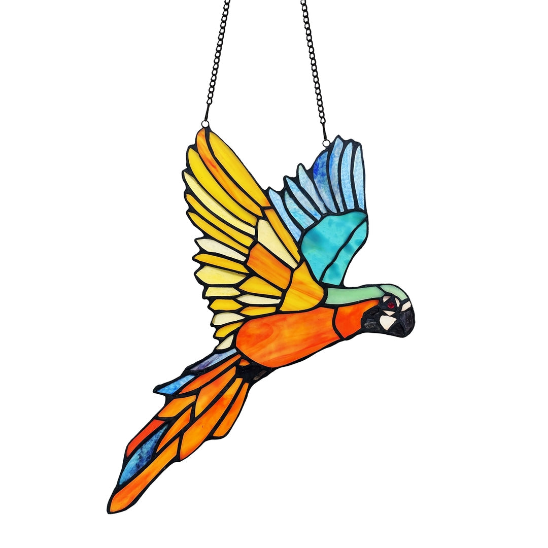14" x 10" Macaw Stained Glass Window Suncatcher