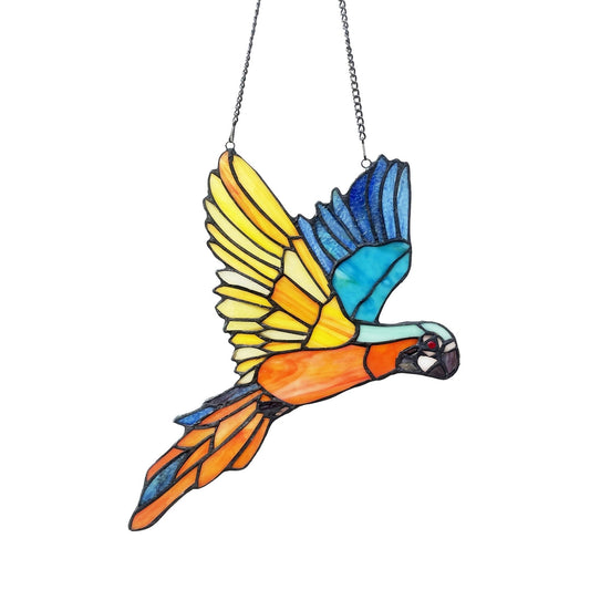 14" x 10" Macaw Stained Glass Window Suncatcher