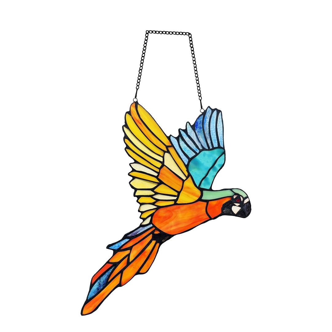 14" x 10" Macaw Stained Glass Window Suncatcher
