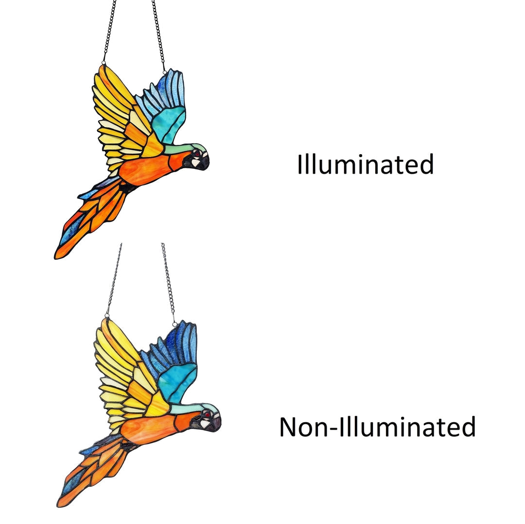 14" x 10" Macaw Stained Glass Window Suncatcher