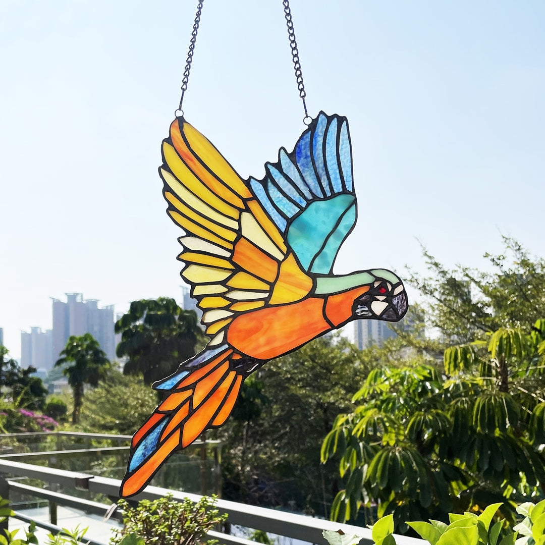 14" x 10" Macaw Stained Glass Window Suncatcher