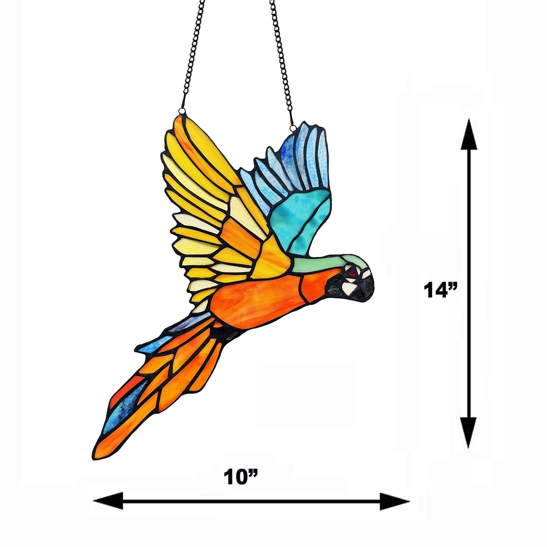 14" x 10" Macaw Stained Glass Window Suncatcher