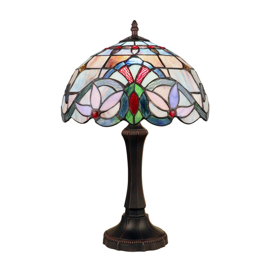 18.1" x 12" Victorian Floral Stained Glass Table Lamp