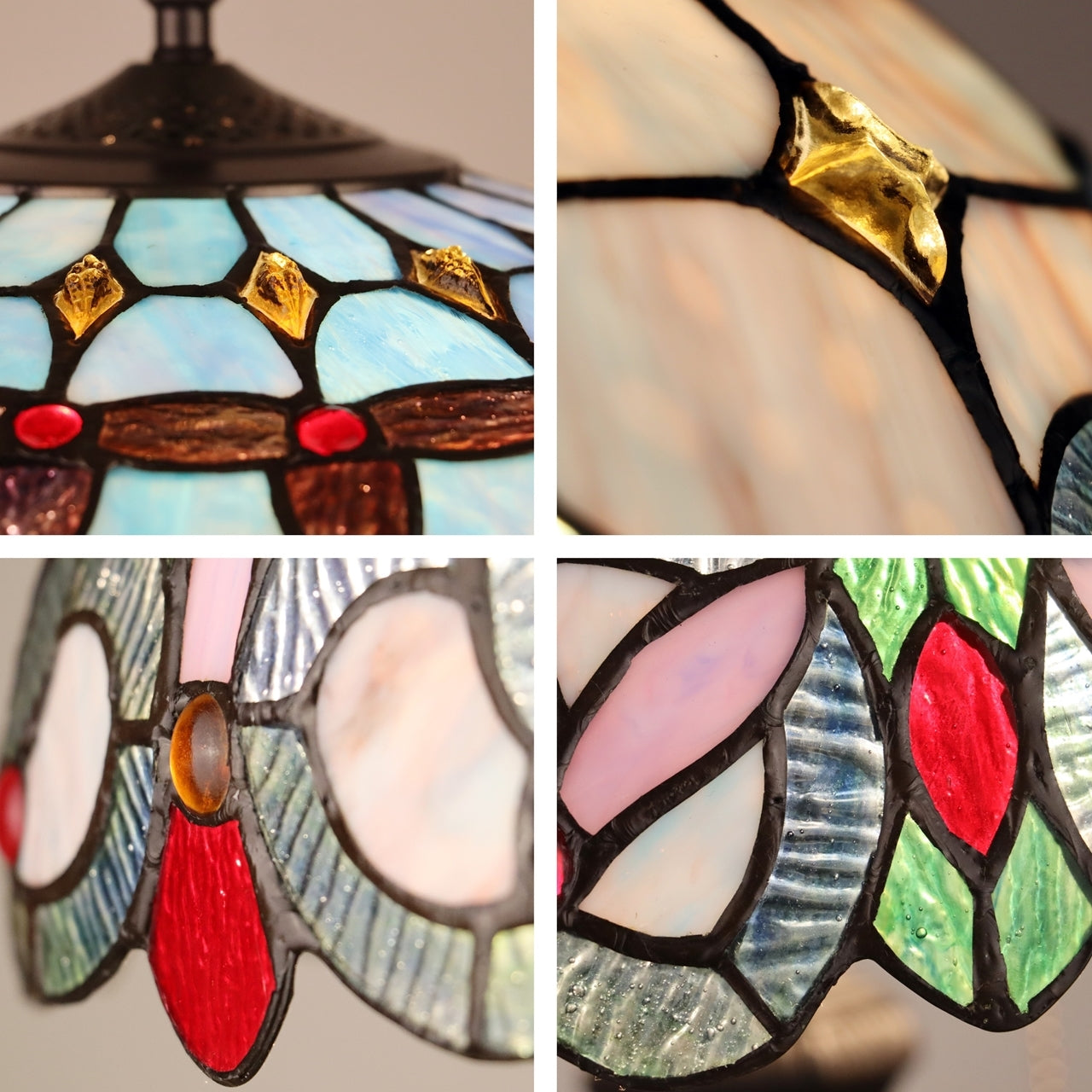 67.3" Antique Vintage Style Stained Glass Floor Lamp