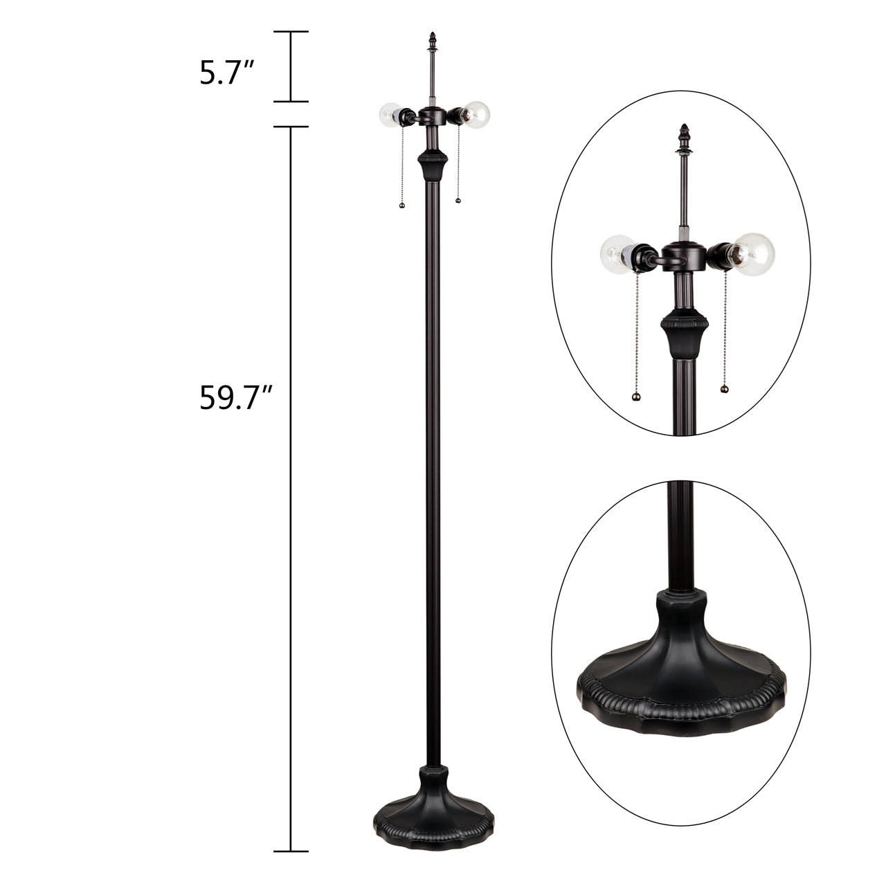 67.3" Antique Vintage Style Stained Glass Floor Lamp