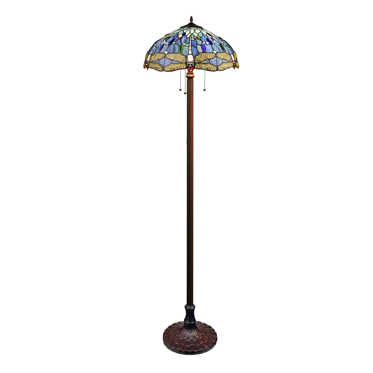64.76" Antique Vintage Style Stained Glass Floor Lamp