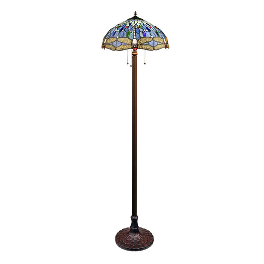 64.76" Antique Vintage Style Stained Glass Floor Lamp