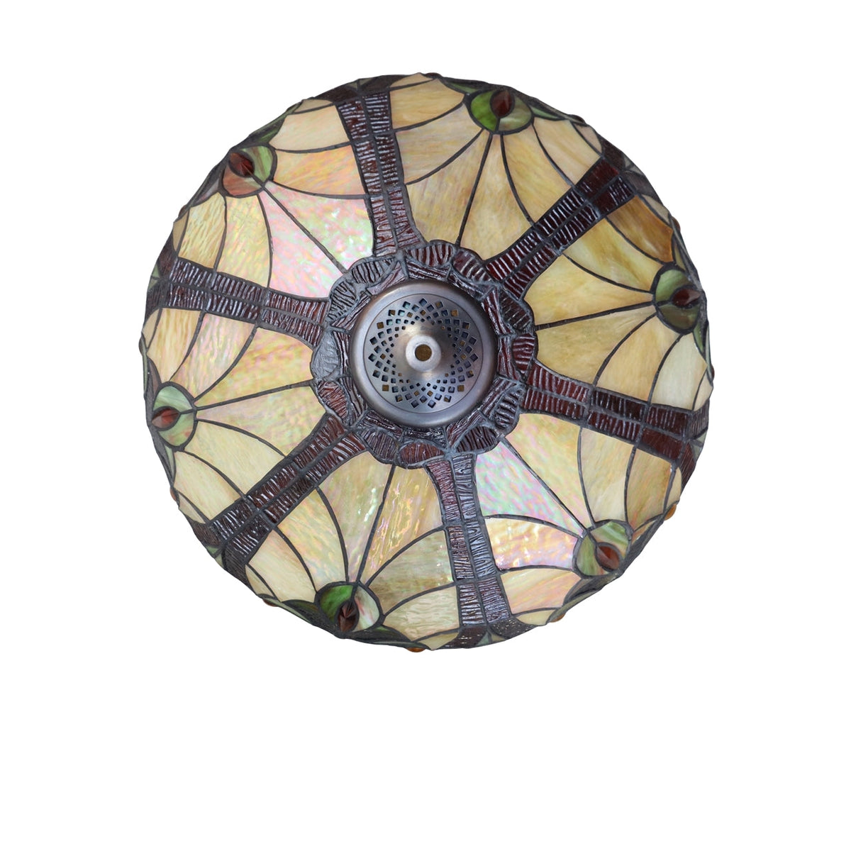 20.67" x 18.1" Victorian Stained Glass 2-Light Inverted Pendant