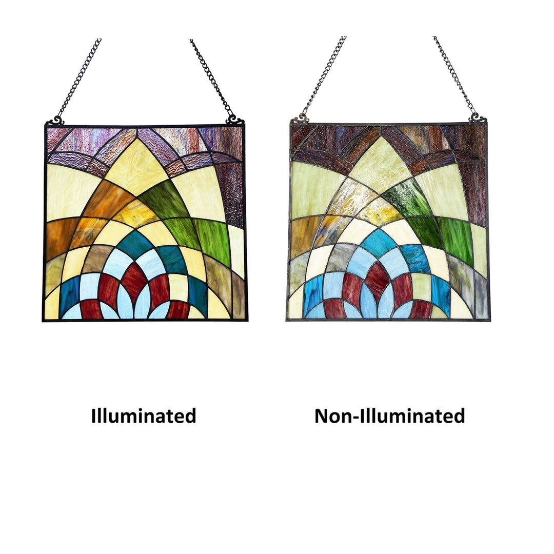 Geometric Stained Glass Window Panel – 16 in. Square