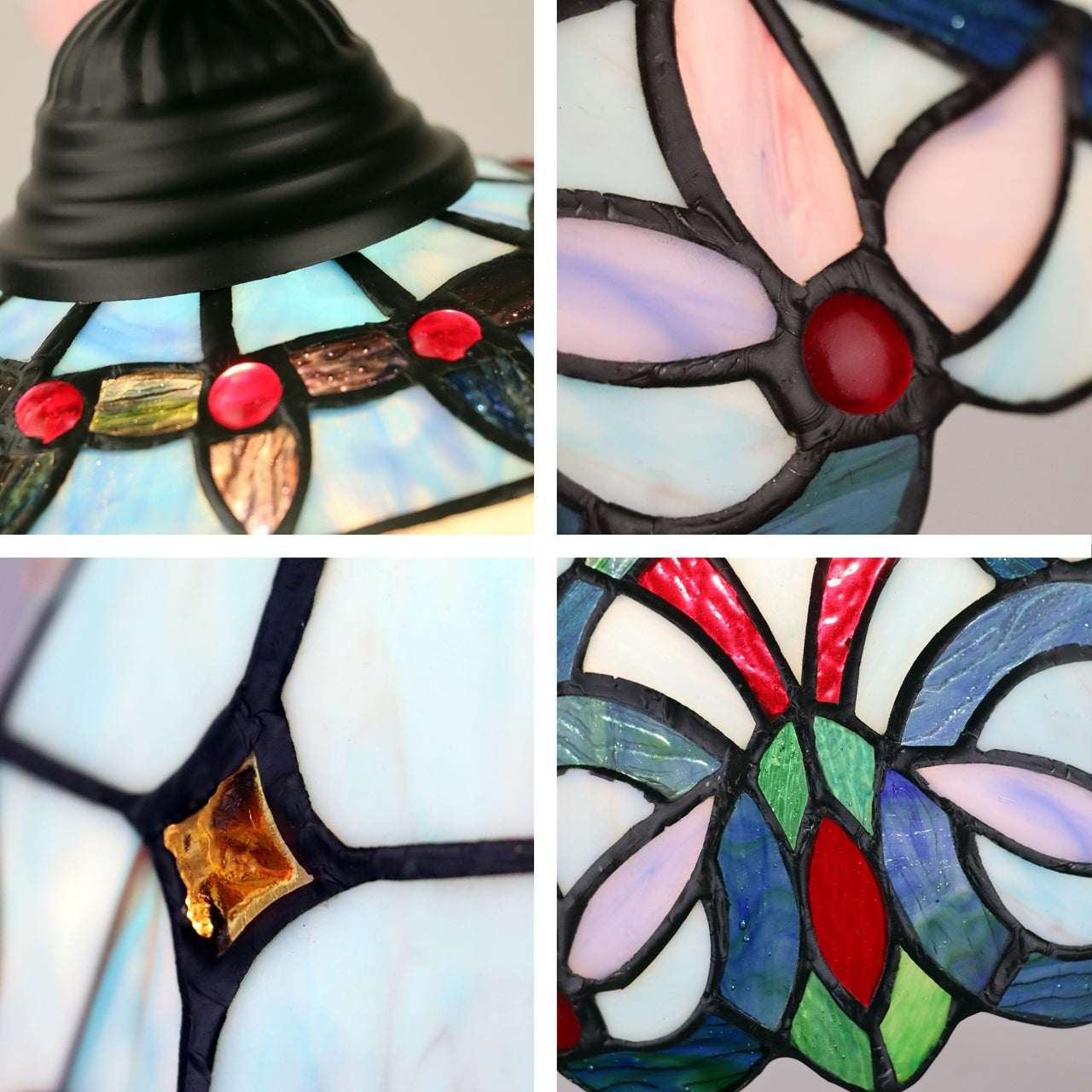 60" Antique Vintage Style Stained Glass Reading Floor Lamp