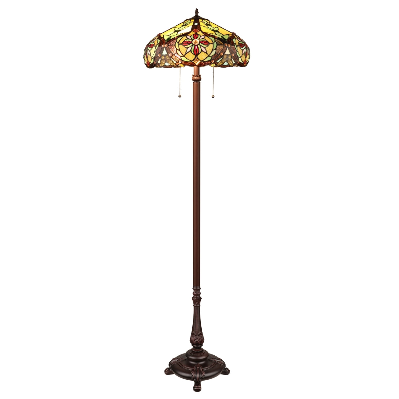 65.5" Antique Vintage Style Stained Glass Floor Lamp