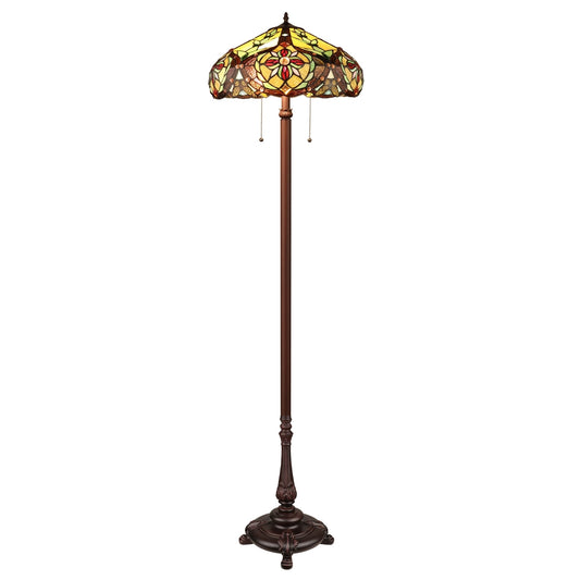 65.5" Antique Vintage Style Stained Glass Floor Lamp