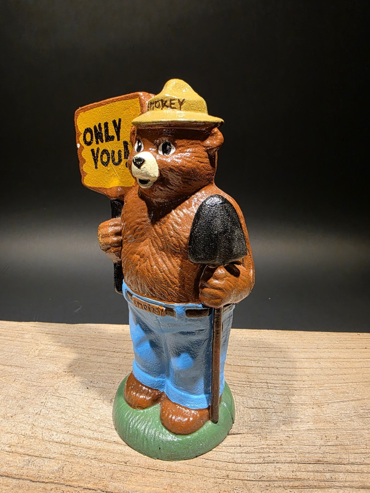8" Antique Vintage Style Cast Smokey The Bear Coin Bank