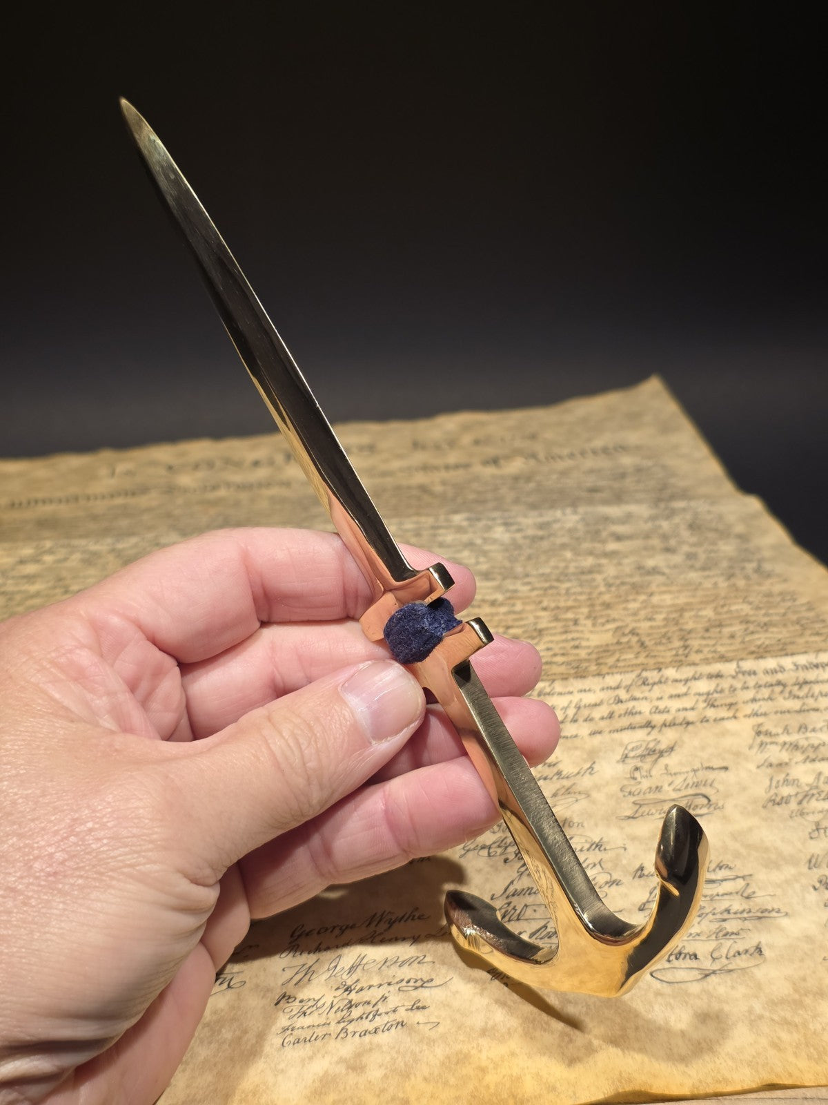 8" Vintage Style Brass Anchor Letter Opener Nautical Desk Accessory