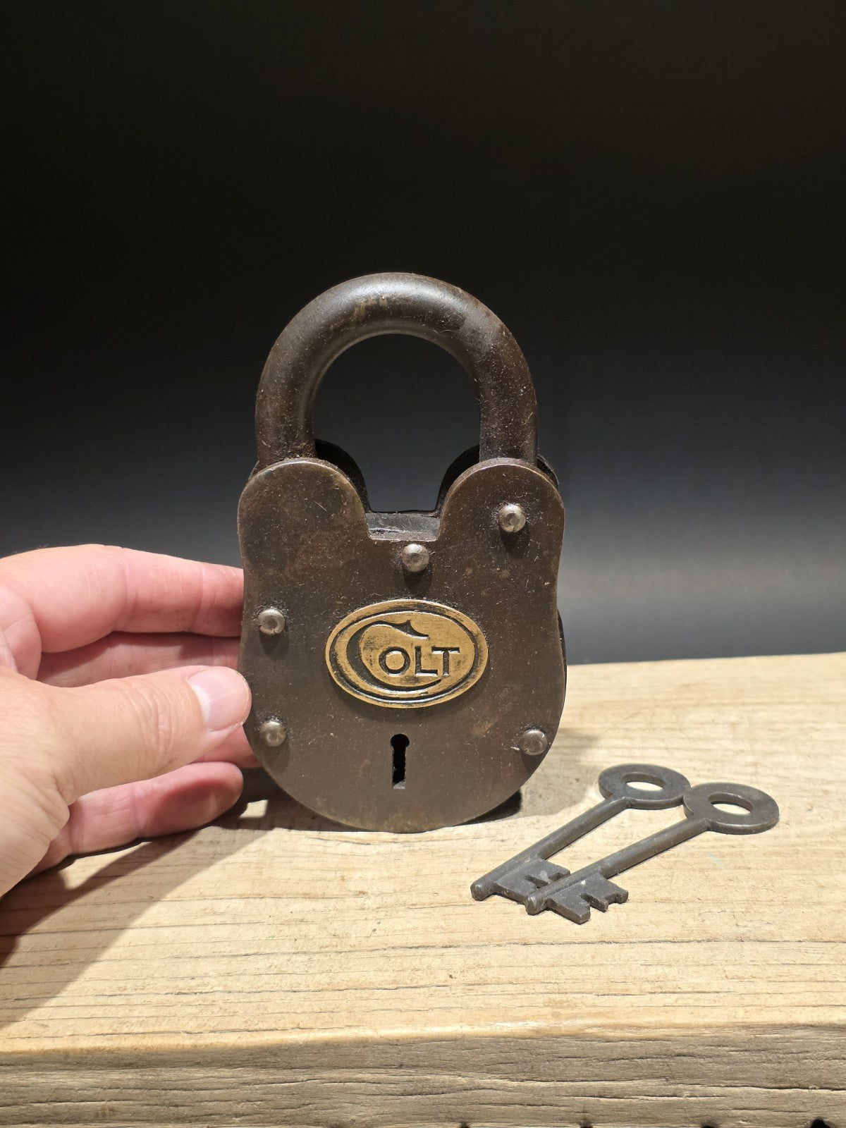 5" Antique Vintage Style Cast Iron Colt Firearms Ammo Box Padlock Lock