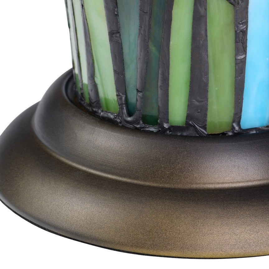 13.5"H Stained Glass Iris Up Light Table Lamp