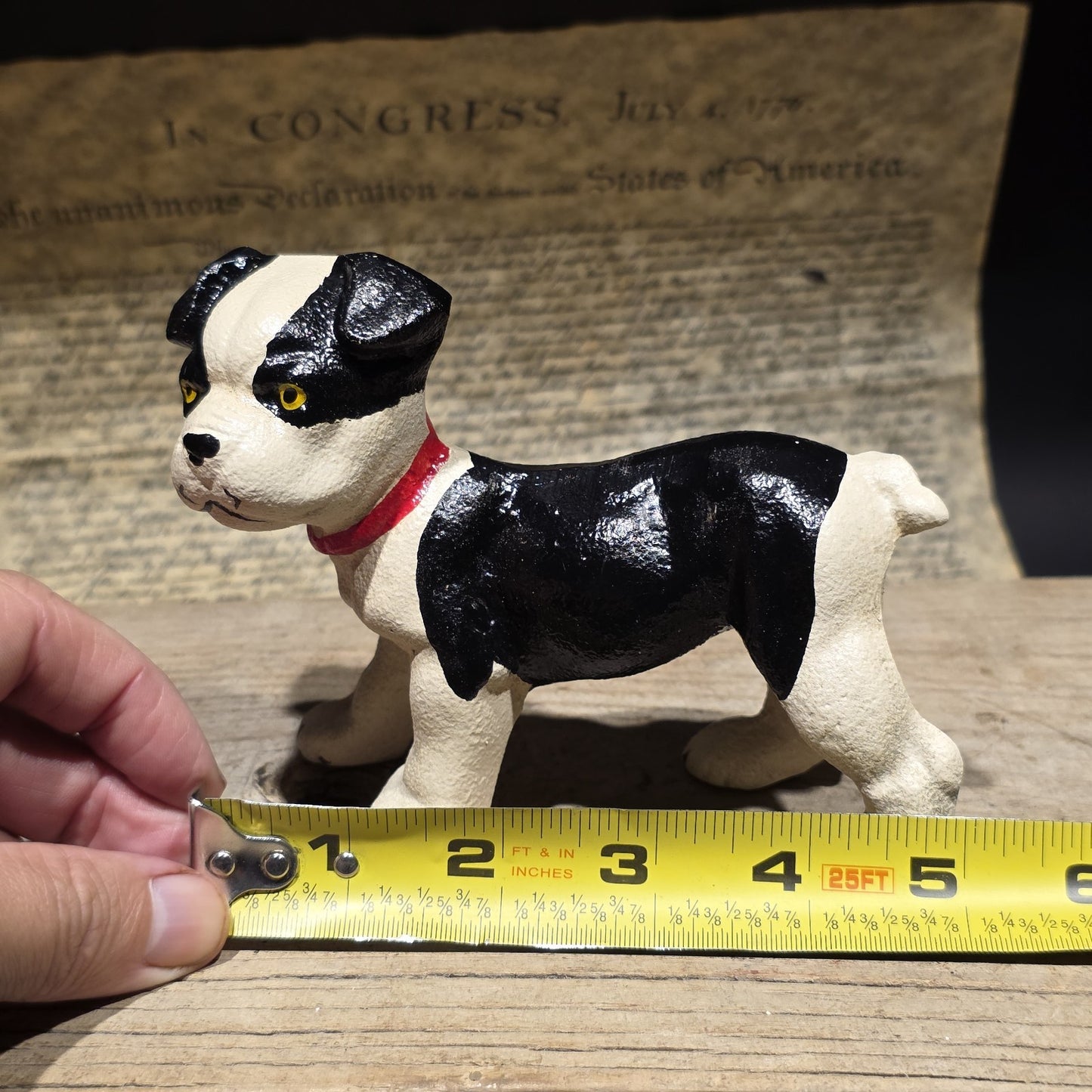 5" Antique Style Cast Iron Boston Terrier Dog Door Stop