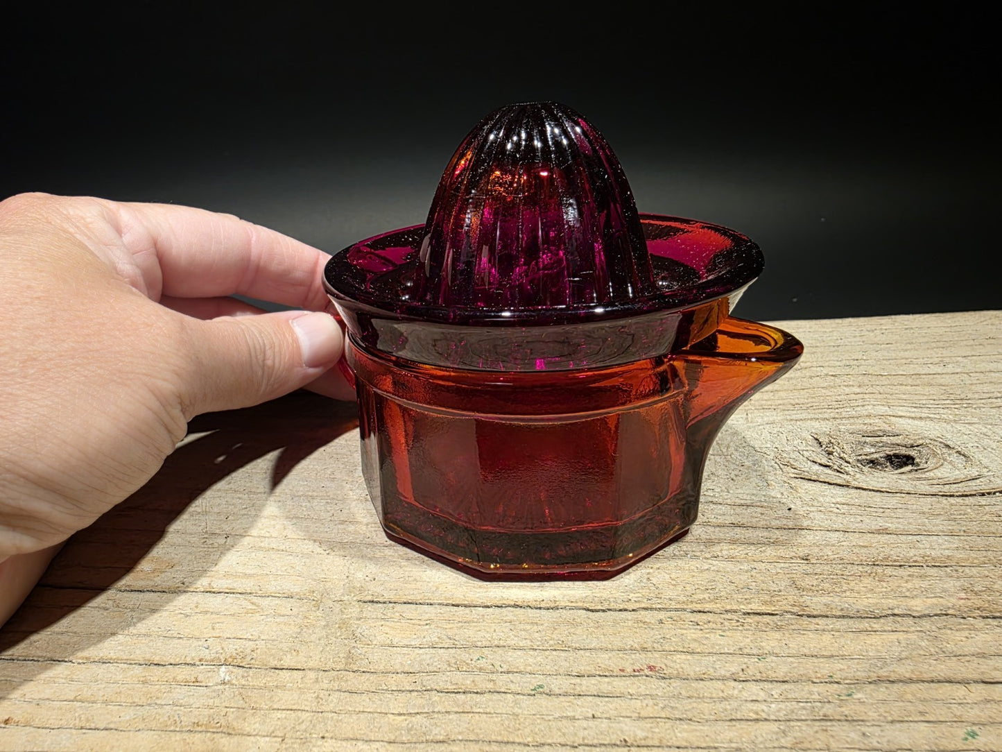 4.5" Vintage Style Ruby Red Depression Glass Juicer