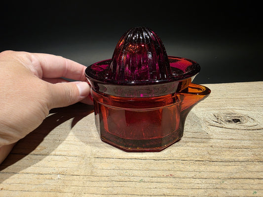 4.5" Vintage Style Ruby Red Depression Glass Juicer