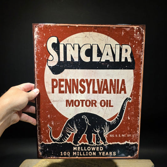 16" Vintage Style Sinclair Dino Pennsylvania Motor Oil Tin Sign