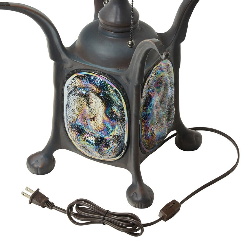 21.5" Blue Stained Glass Dragonfly Turtleback Table Lamp