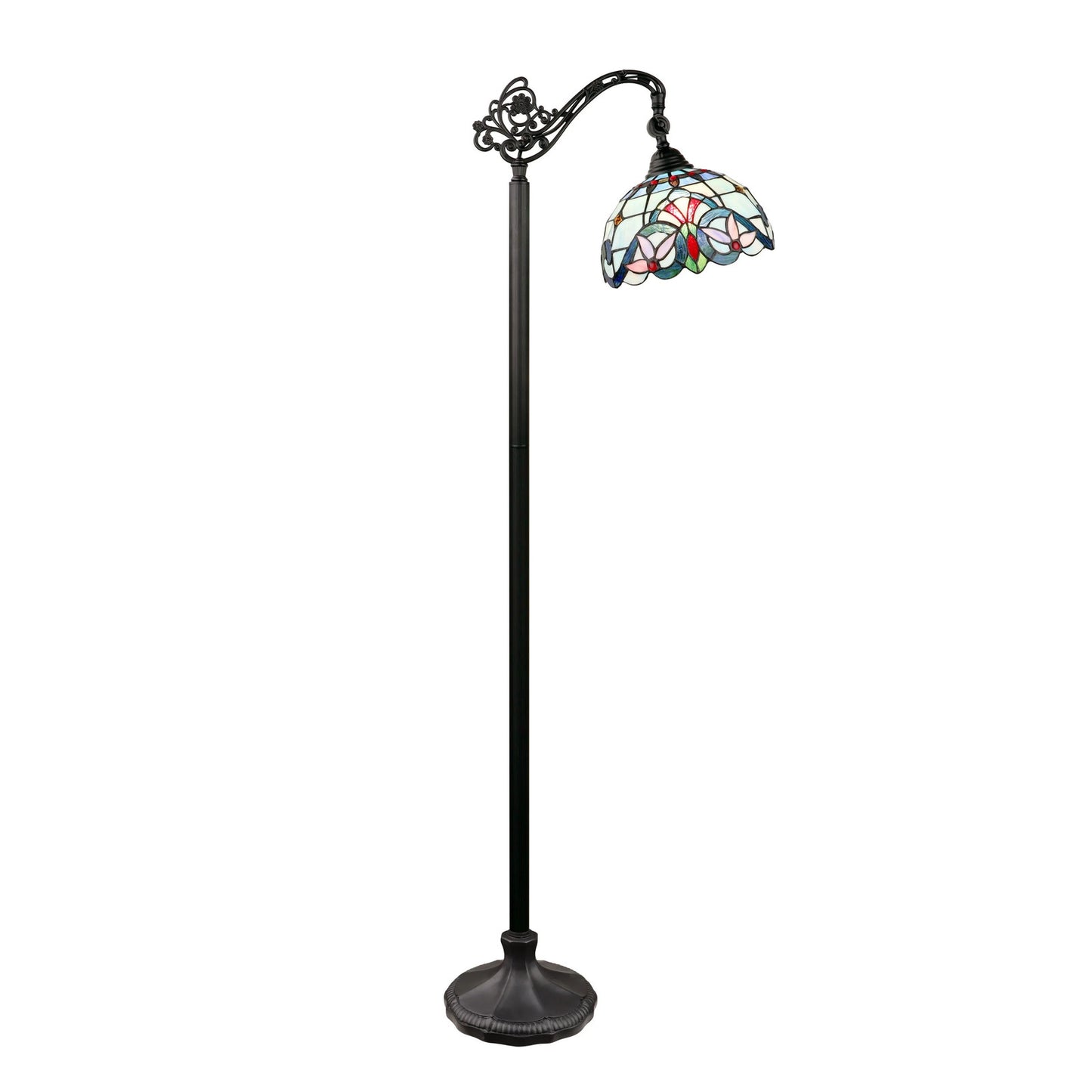 60" Antique Vintage Style Stained Glass Reading Floor Lamp
