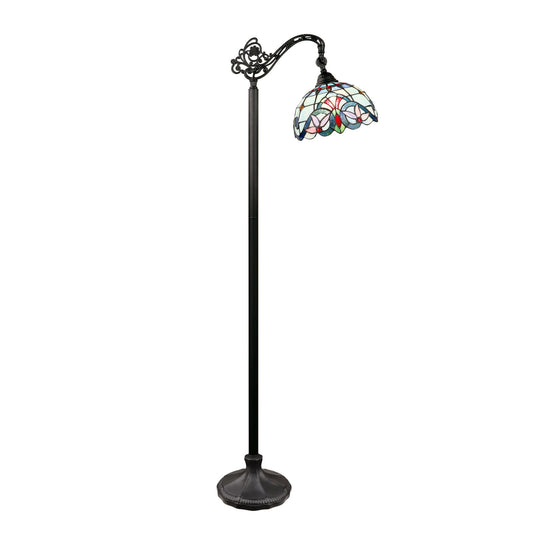 60" Antique Vintage Style Stained Glass Reading Floor Lamp