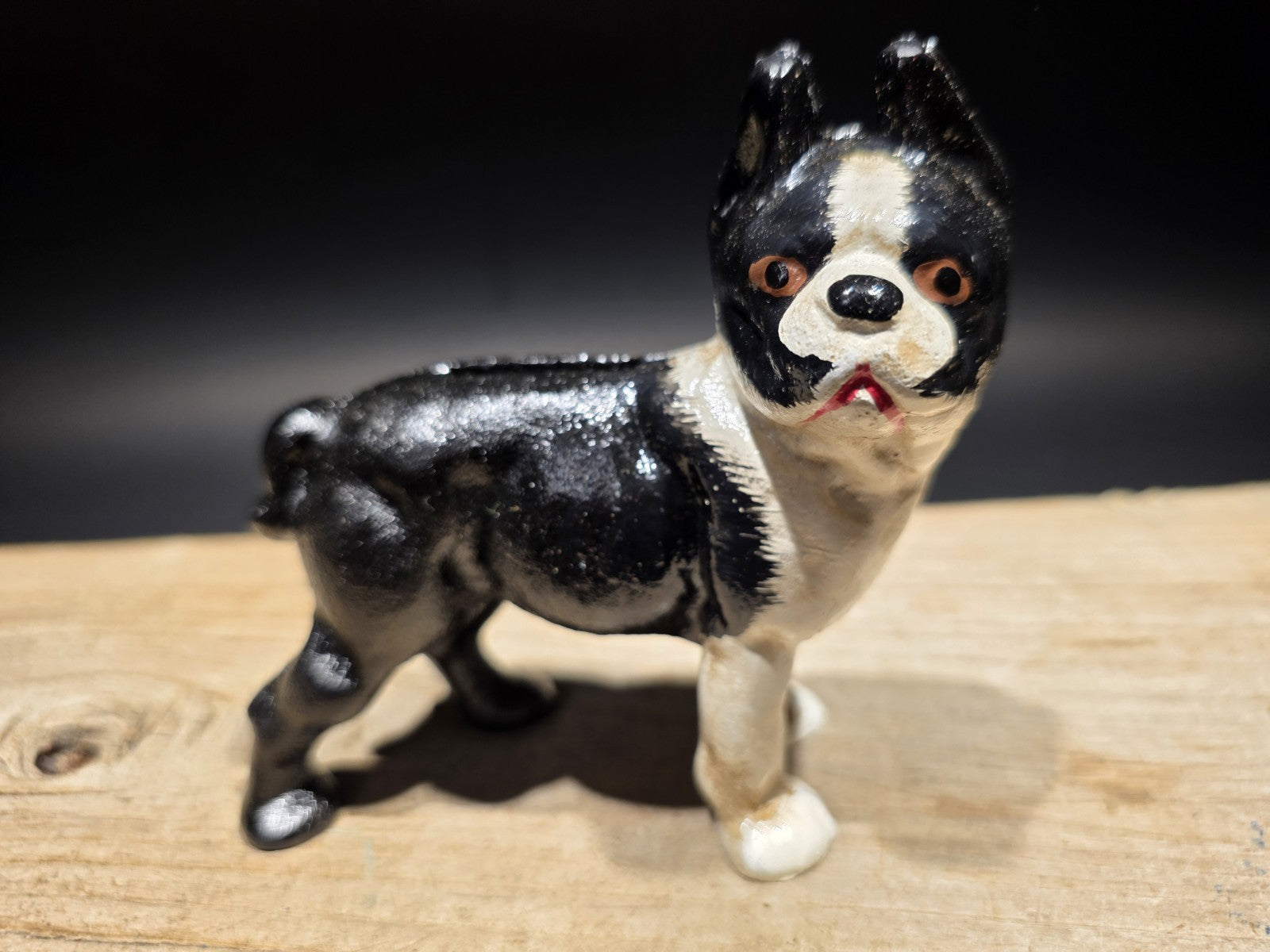 5" Antique Style Cast Iron Boston Terrier Dog Door Stop Coin Bank
