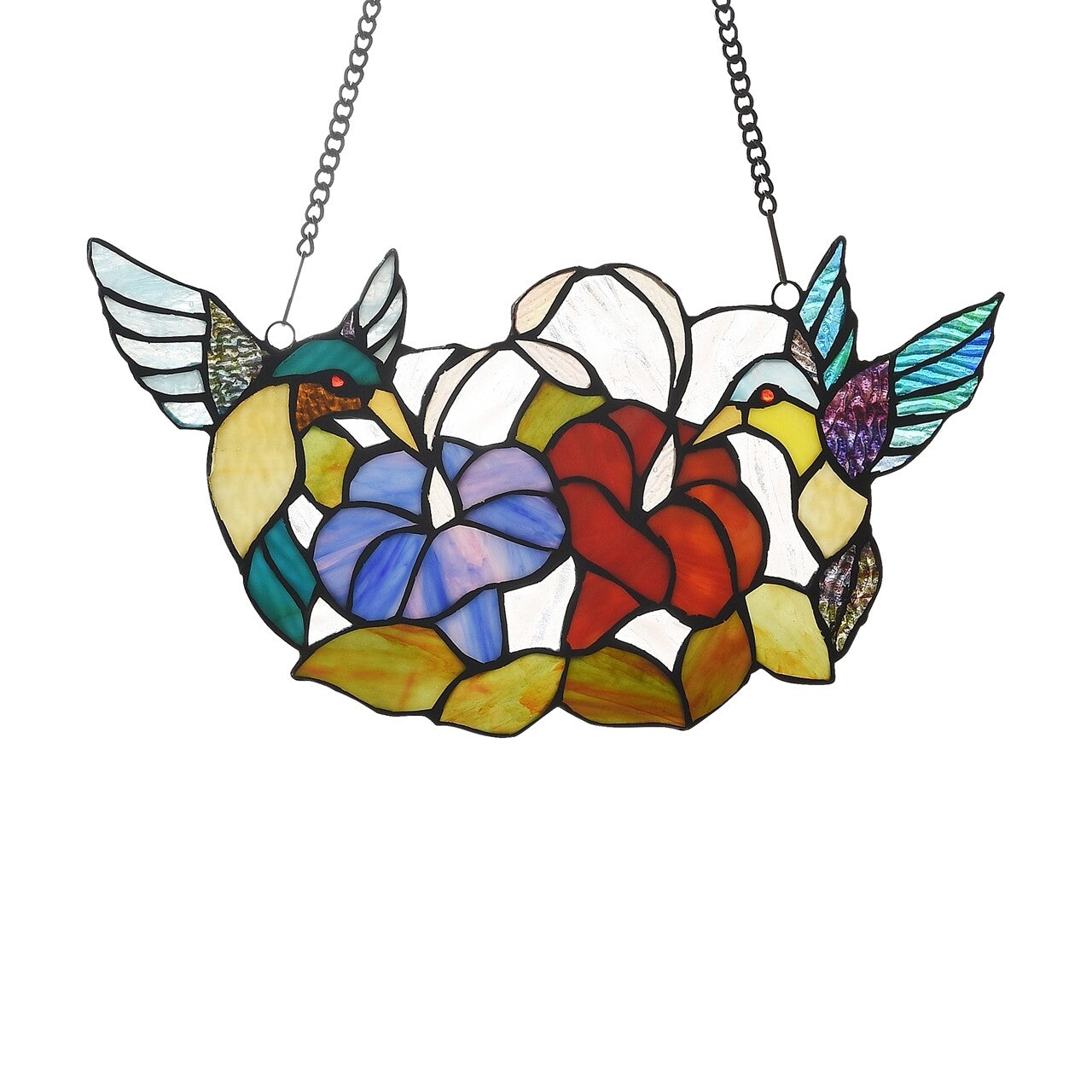 14.6 " Humming Bird Stained Glass Window Hanging Panel Suncatcher