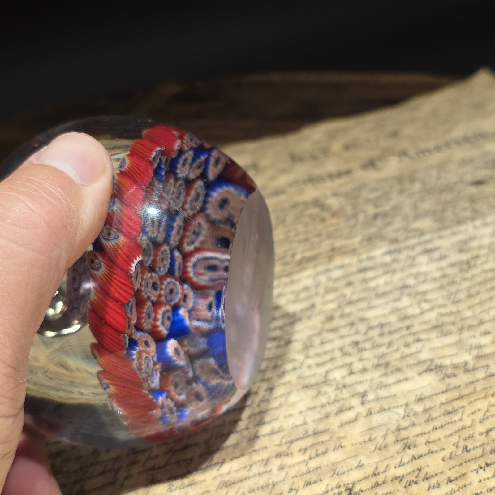 Millefiori Art Glass Paperweight – Murano Style Cane Glass Desk Weight