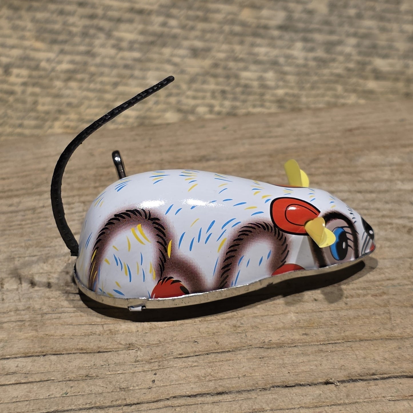 New Vintage Tin Litho Mouse Toy  Wind Up Mechanical Mouse