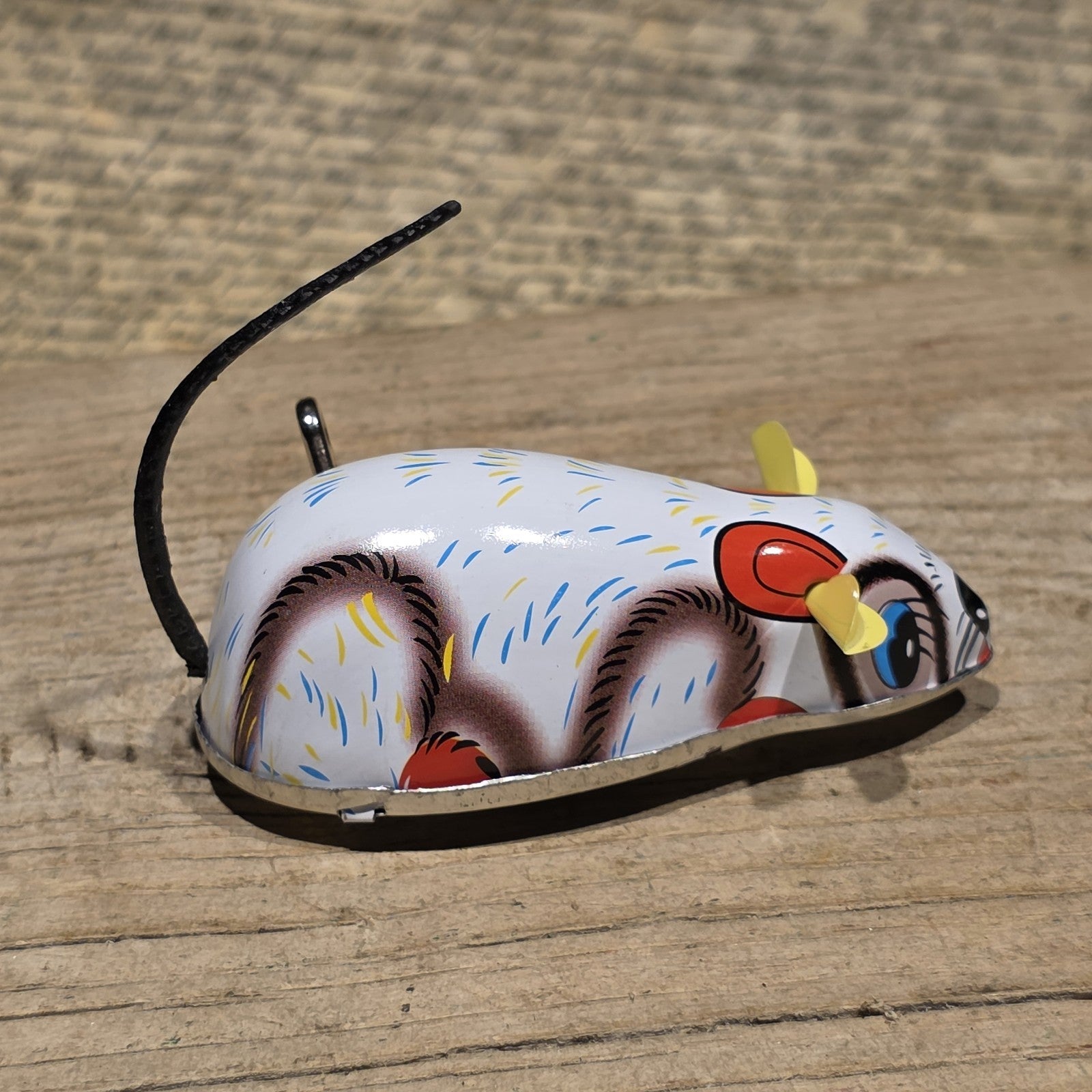 New Vintage Tin Litho Mouse Toy  Wind Up Mechanical Mouse