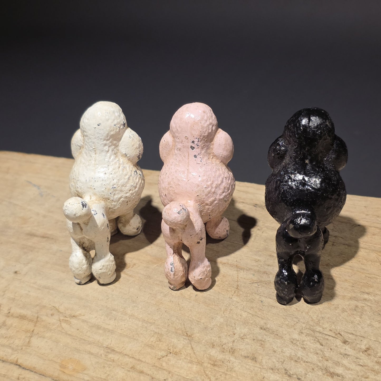 3 Cast Iron Poodle Dog Figurine – Vintage Style Black Poodle Statue
