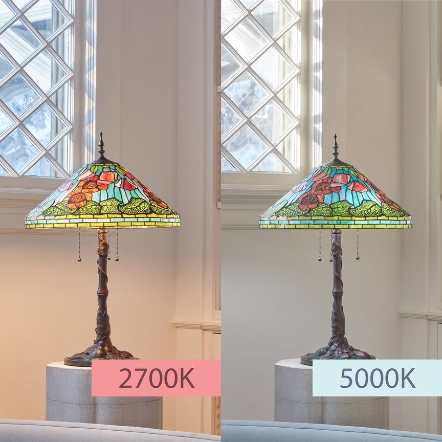 29.5"H Tiffany-Style Stained Glass Poppies Table Lamp
