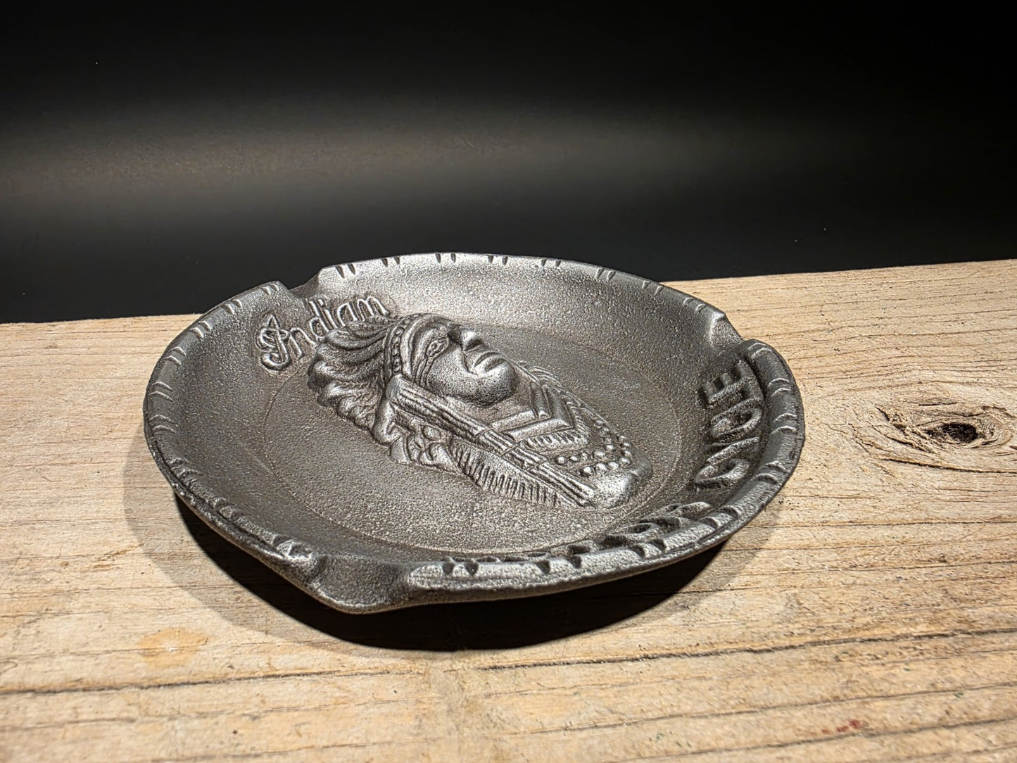 Vintage Antique Style Aluminum Indian Motorcycle Ash Tray