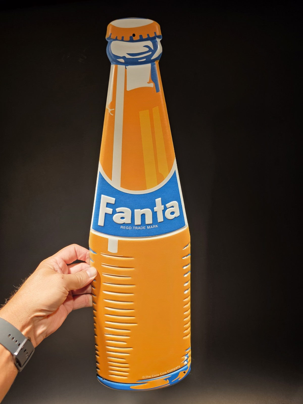 22" Vintage Style Metal Die Cut Fanta Bottle Sign