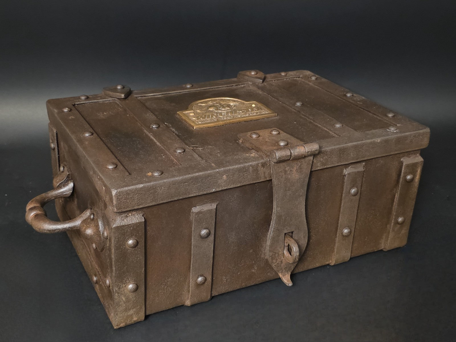 15" Antique Style Cast Iron Winchester Ammunition Chest Strongbox
