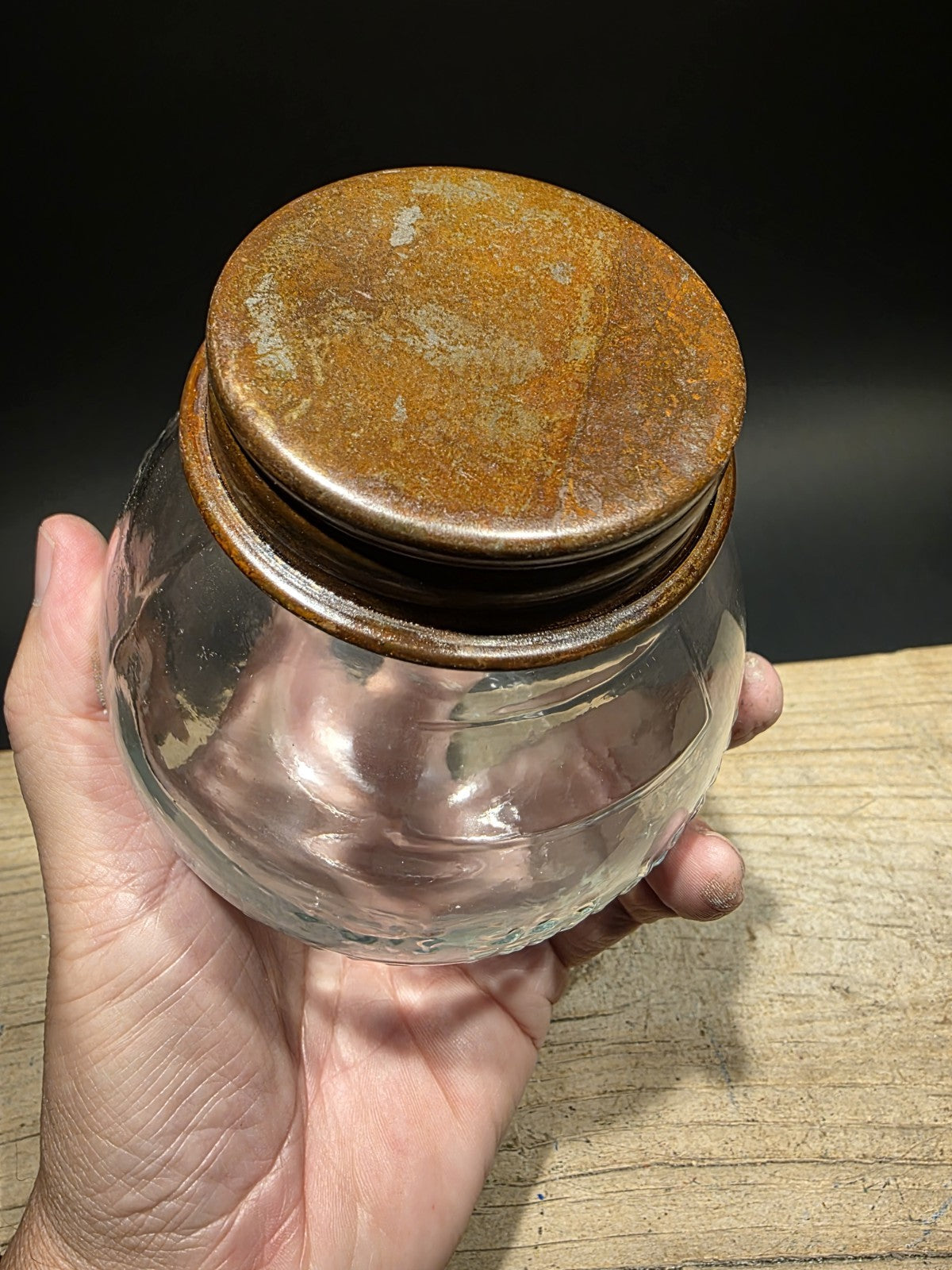 4 1/2" Antique Vintage Style Glass Nut House Store Jar