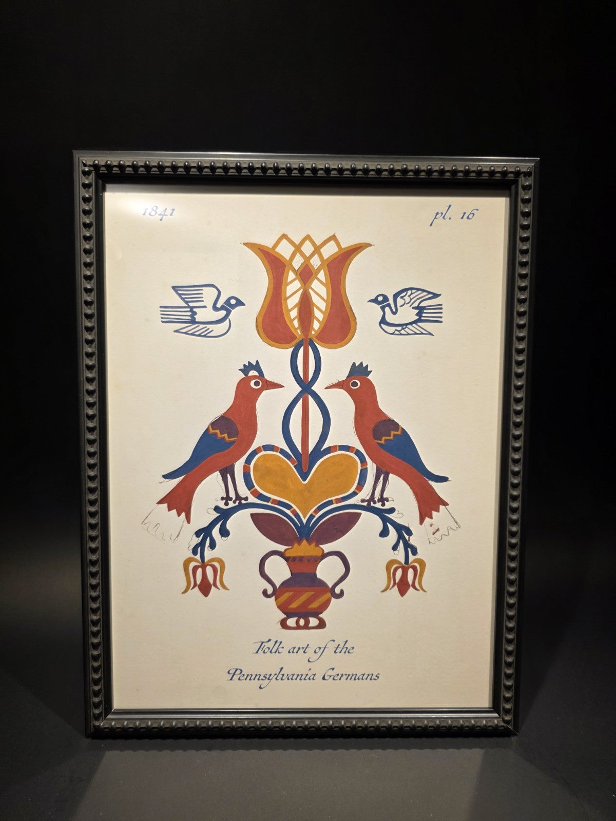 12"x16" Framed Antique Style Pennsylvania German Folk Art Fraktur–Style PRINT