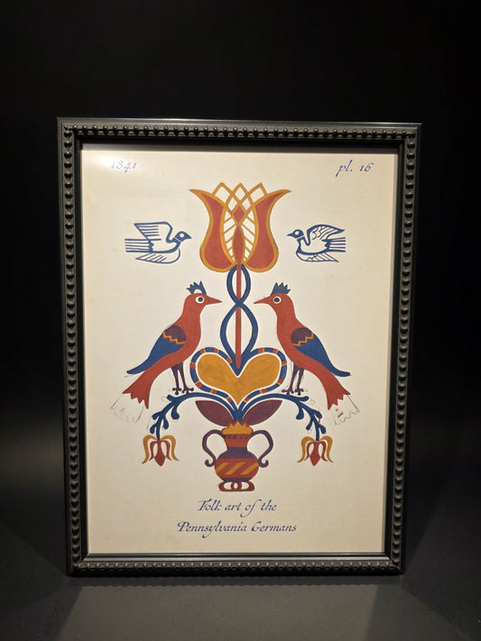 12"x16" Framed Antique Style Pennsylvania German Folk Art Fraktur–Style PRINT