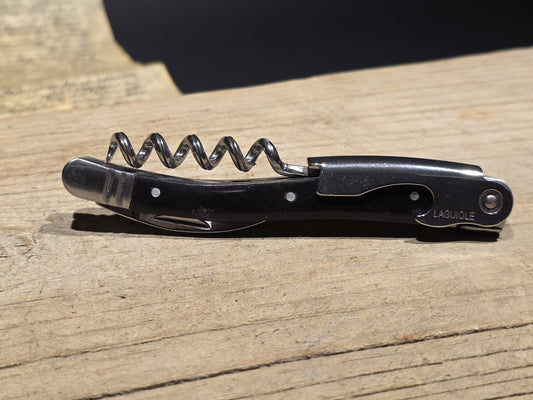 Vintage Style Laguiole Corkscrew with Black Horn Handles