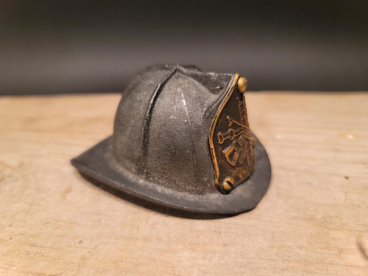 Antique Vintage Style Miniature Cast Iron Fireman Helmet Bottle Opener