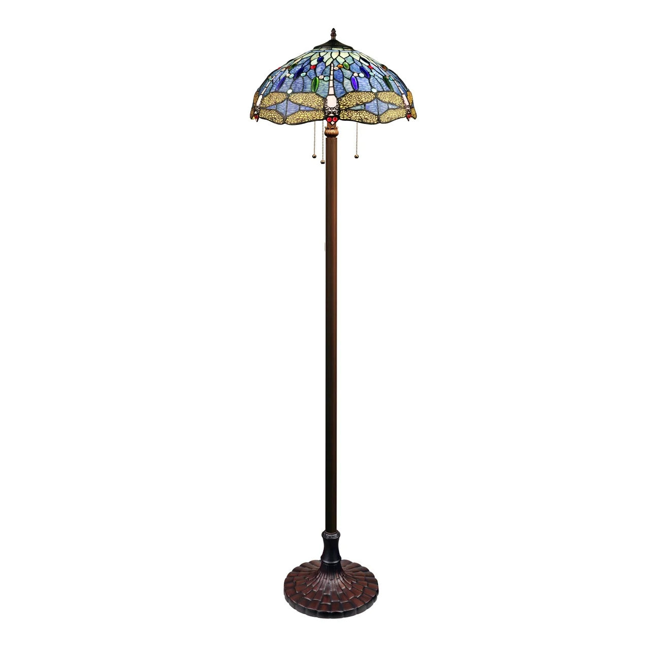 64.76" Antique Vintage Style Stained Glass Floor Lamp