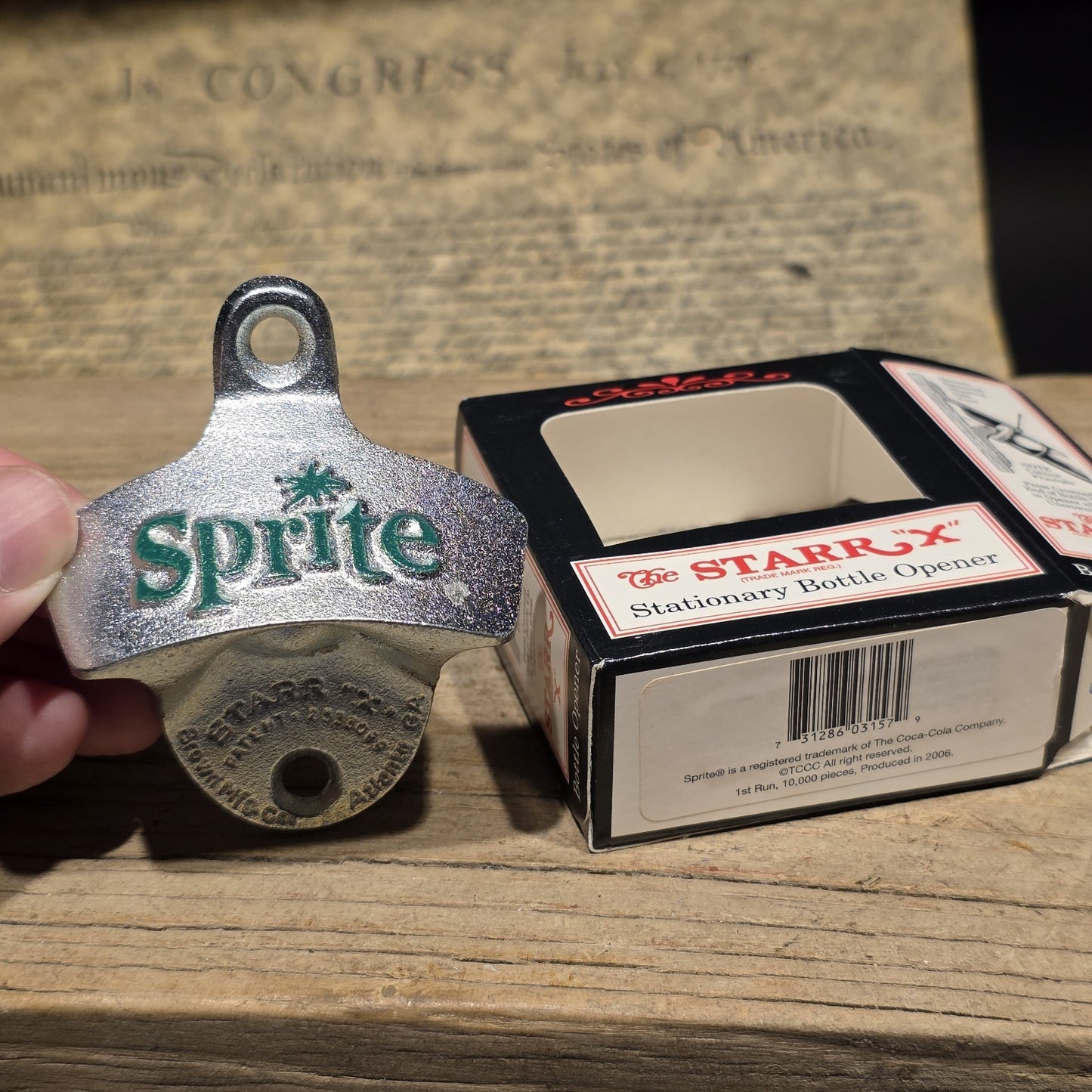 Sprite Starr X Bottle Opener in Box  2006 Coca-Cola Wall Mount
