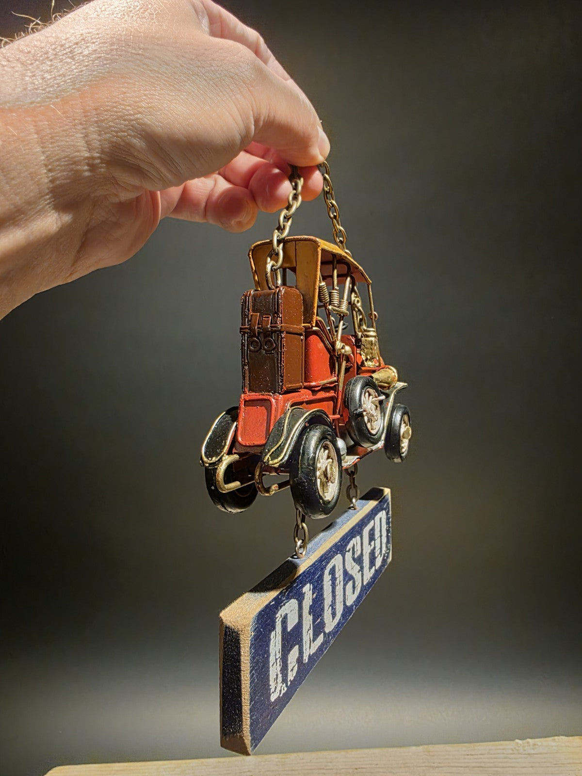 8" Vintage Style Wooden Open / Closed Hanging Sign Classic Car Design