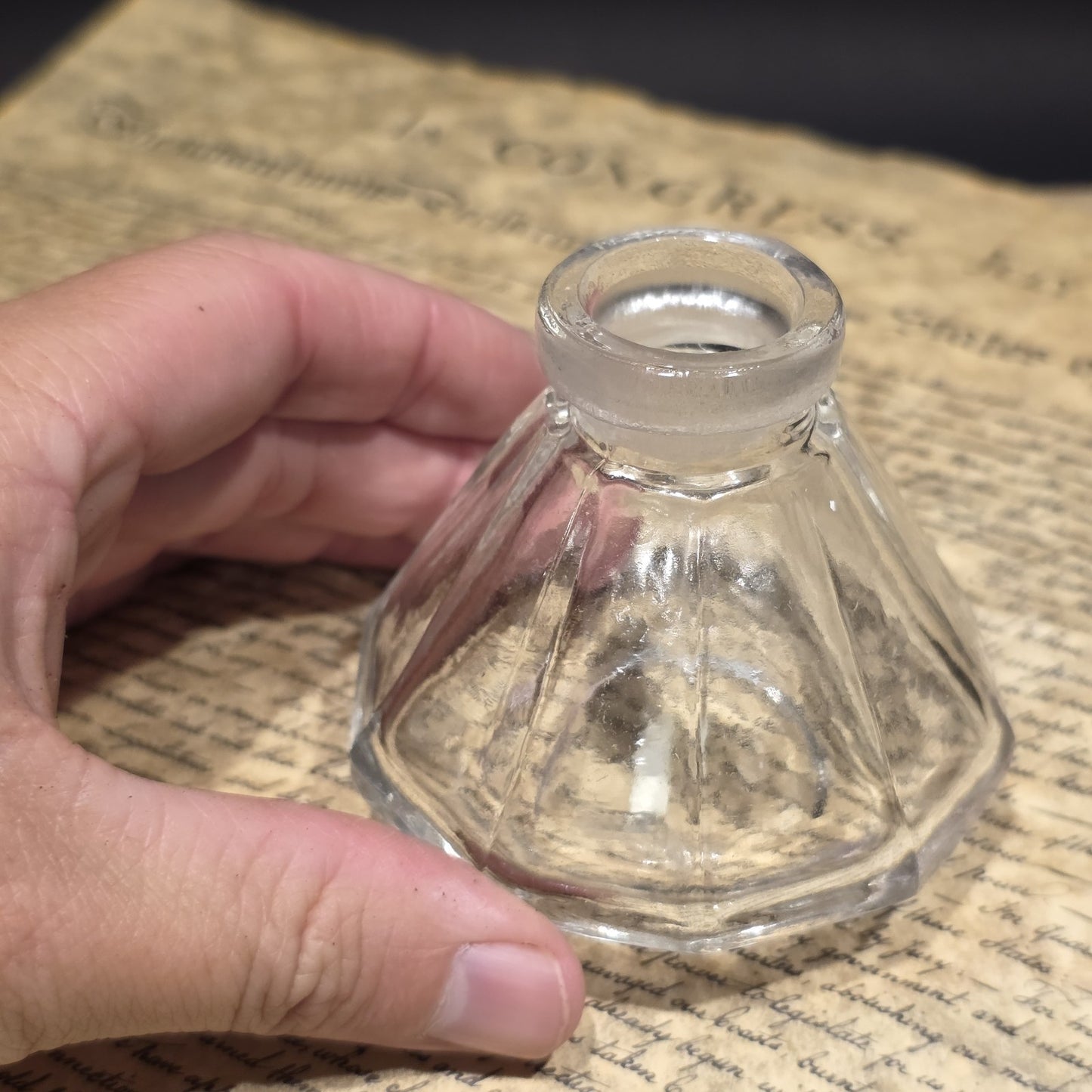 3" Antique Style Glass Inkwell Desk Ink Bottle Writing Accessory